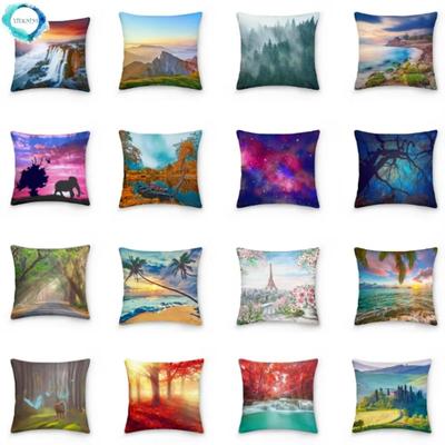 Landscape Pattern Decorative Cushion Cover Polyester Pillow Cover Throw Pillowcase Sofa Chair Bedroom Home Decoration 45X45Cm