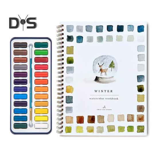 

Рабочая тетрадь по акварели 24 цвета Набор для акварельной живописи с кисточками Раскраска по воде в спиральном переплете Художественное ремесло Подарки для начинающих 24 colours