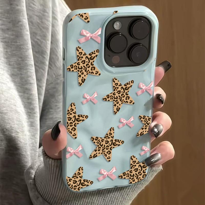 Leopard Print Stars Pattern Folds Texture Phone Case For iPhone 17 Pro Max 16 Plus 15 14 13 12 11 17 Air Shockproof Bumper Cover