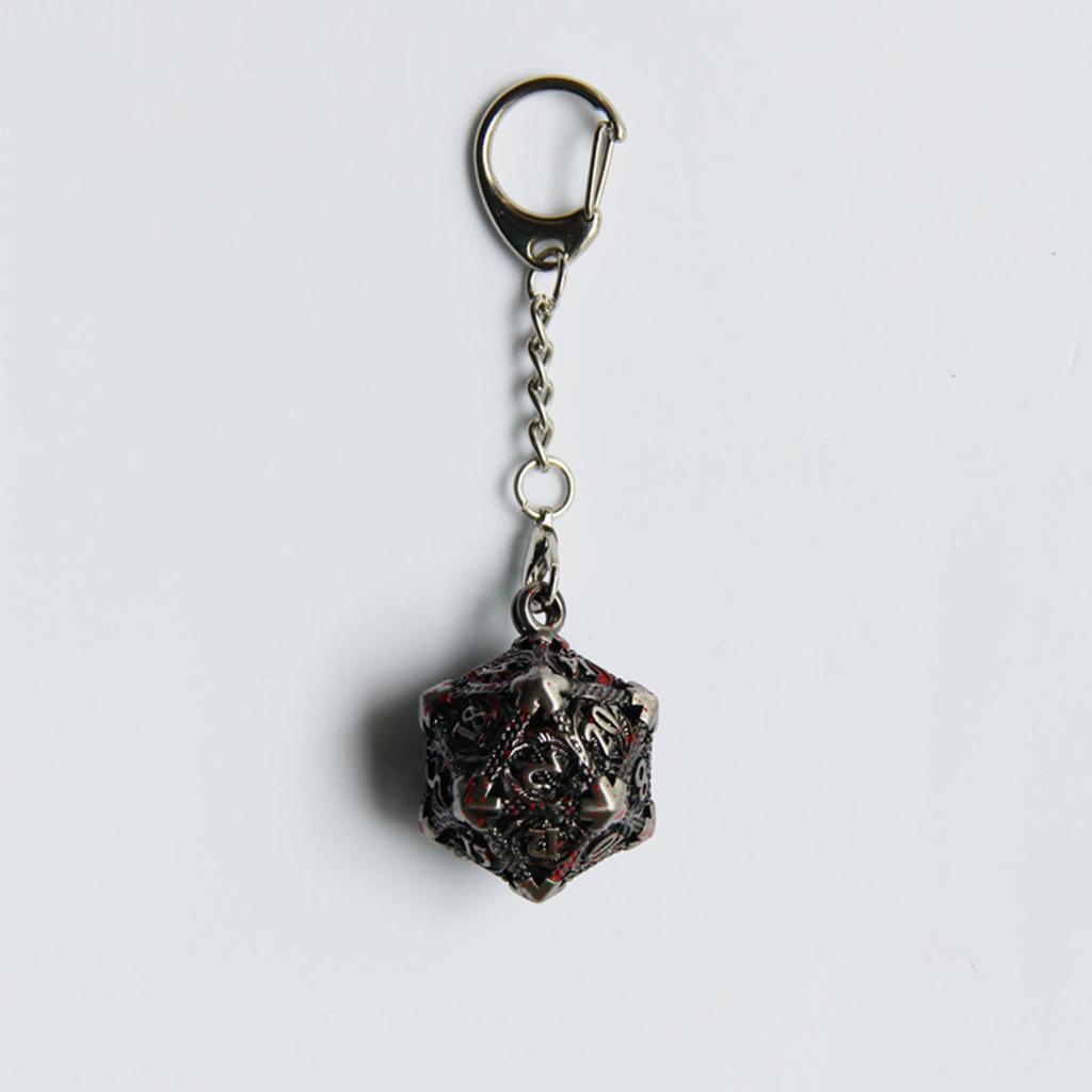 Dragon Dice Pendant Keychain Tiny Metal Dices Jewelry Set Mini Polyhedral Dices Keyring Jewelry for Fashion Enthusiasts