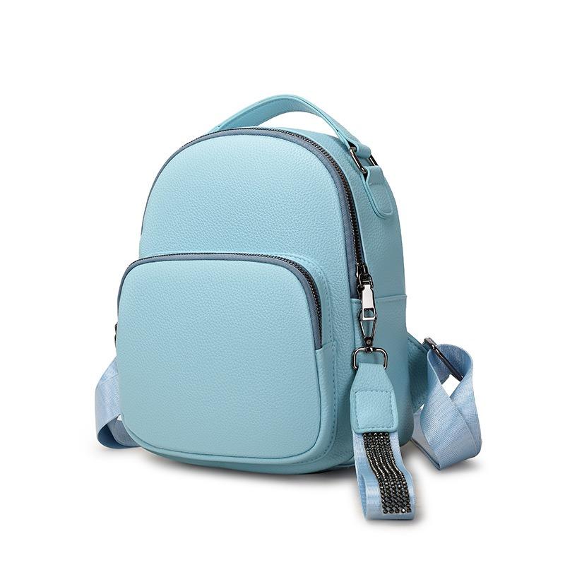 New Women's Backpack Soft Leather Texture Small Square Bag Simple Large Capacity Handbag Casual Front Travel Bag