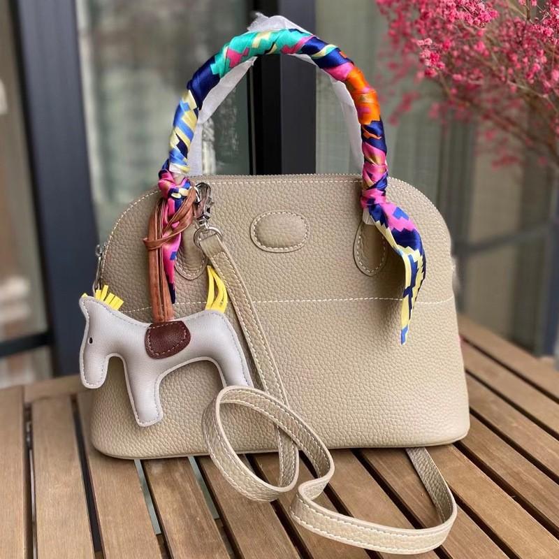 Genuine Leather Shell Tote Bag - Versatile Handbag Daily Use