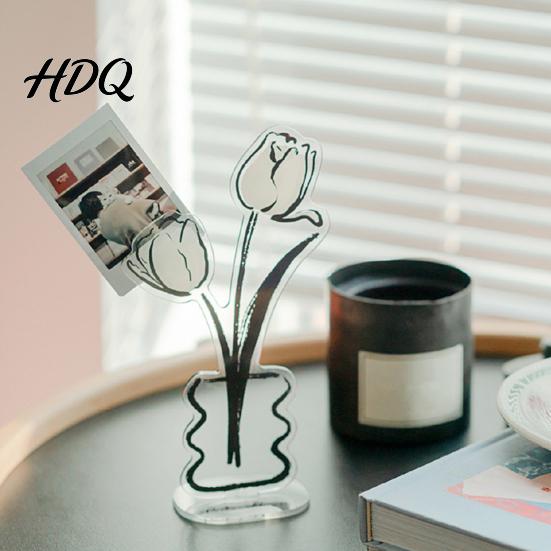 Invisible Clip Slot Holder Desk Memo Holder Acrylic Flower Vase Photo Display