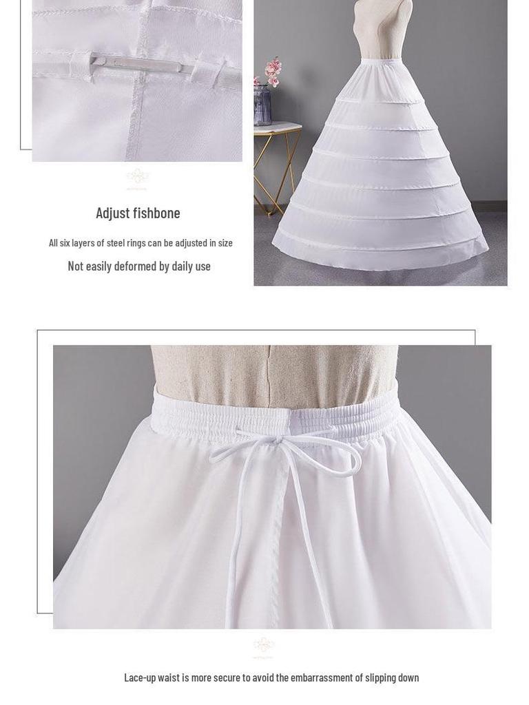 Plus Size Super Puffy 6-Hoop Bridal Petticoat with Fishbone Support