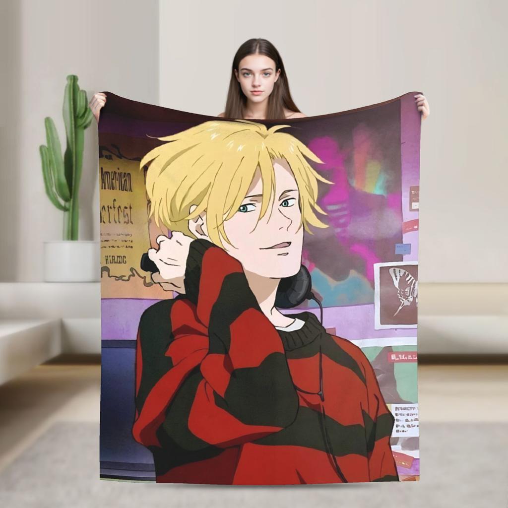 Banana Fish Anime Merch Blanket Warm Cozy Fluffy  Throw Blankets for Sofa 50x60 Inches Multi-size Bedspread
