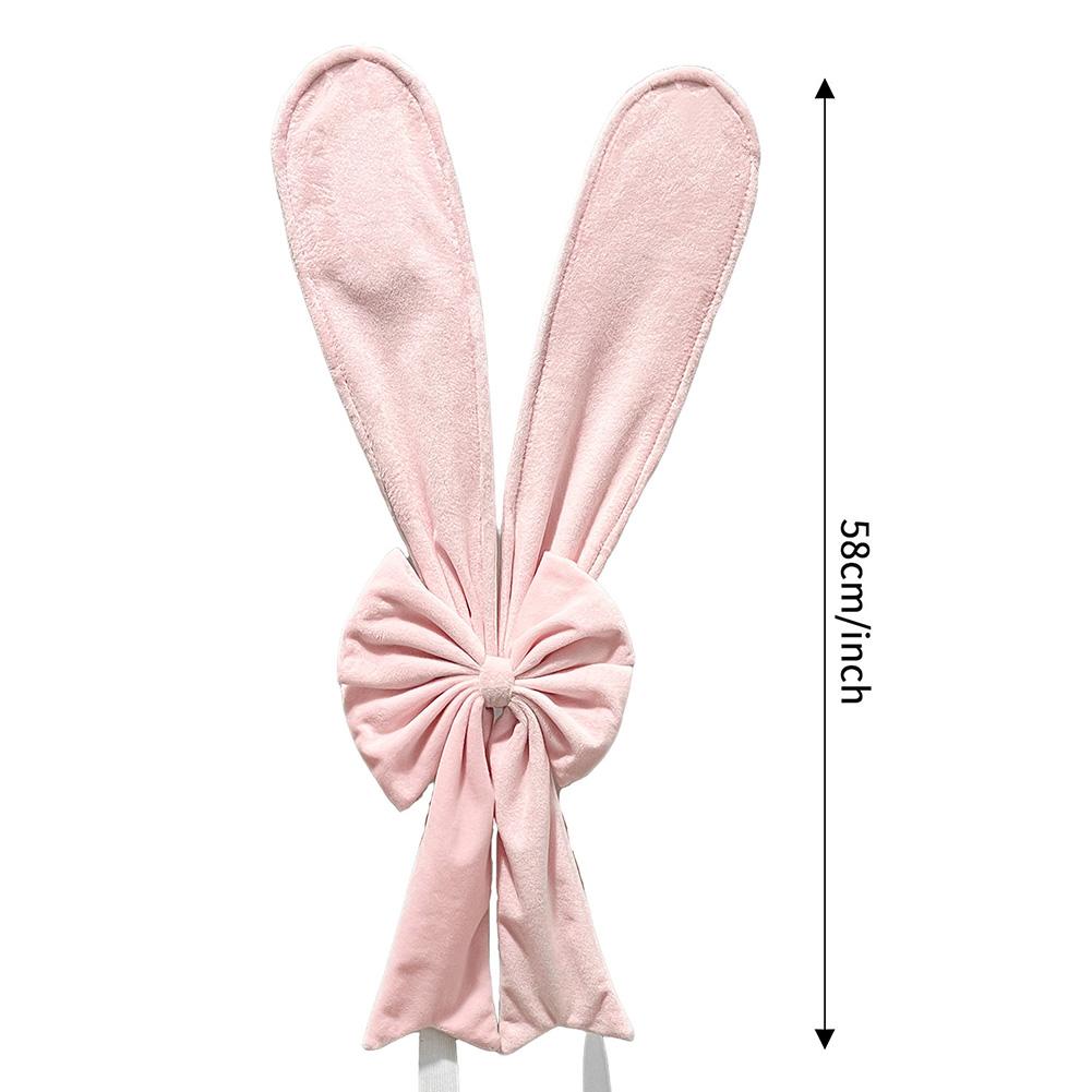 Easter Table Decor Bunny Ear Chair Cover Easter Party Easy To Use Chair Decoration Bunny Chair Covers Soft Plush Cloth