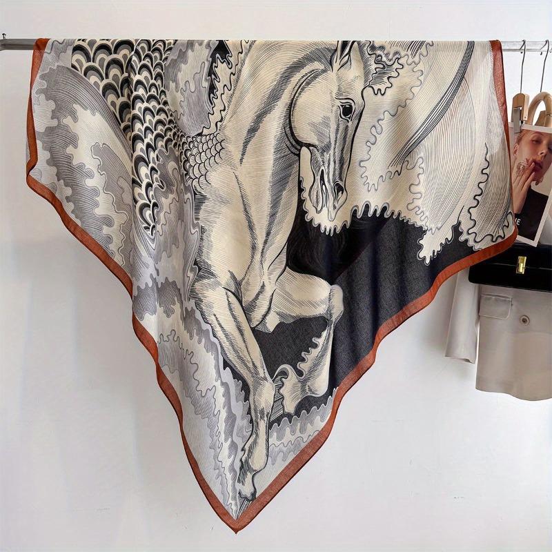 Spring and Summer Thin Imitation Cotton and Linen Shawl, Travel Photo, Color Printed Scarf, Air-conditioned Room Large Square Scarf