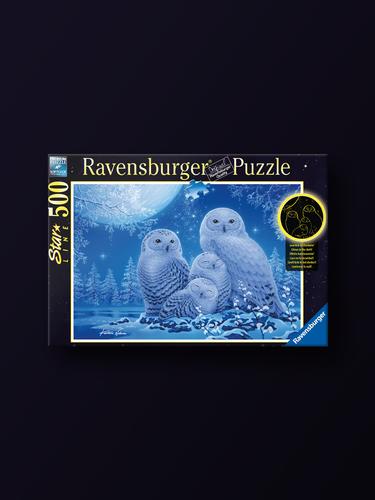 Ravensburger Starline Owl Family 500-Piece Glow-in-the-Dark Jigsaw Puzzle