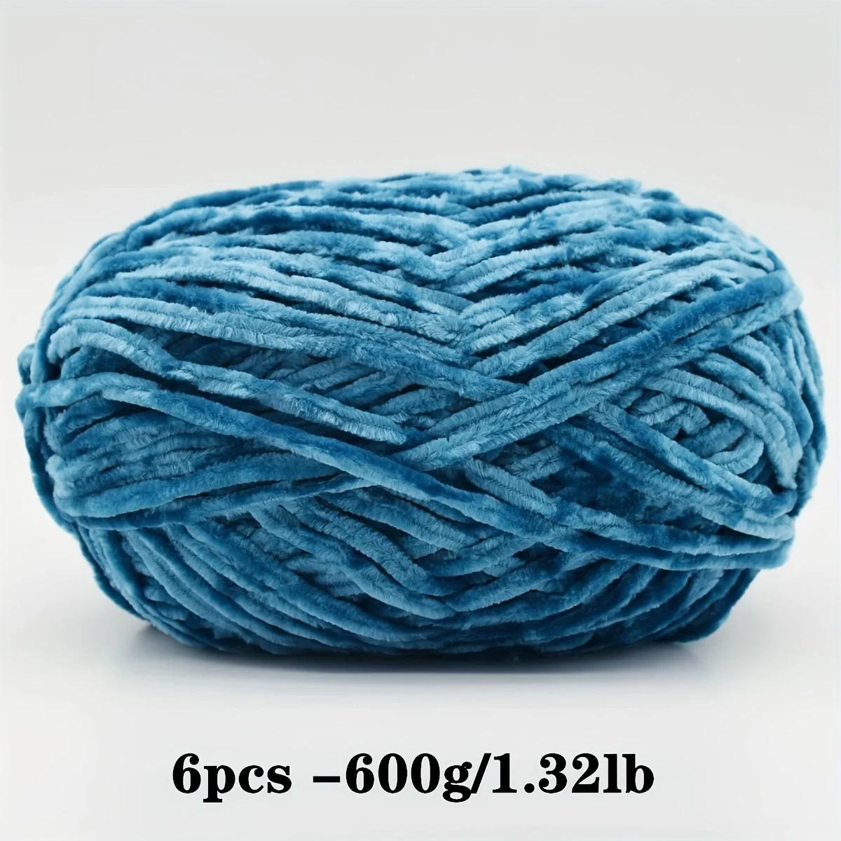 

6-Pack Soft Chenille Velvet Yarn, 100g Each, 100% Polyester, Assorted Colors, for Crocheting Sweaters, Coats and DIY Crafts