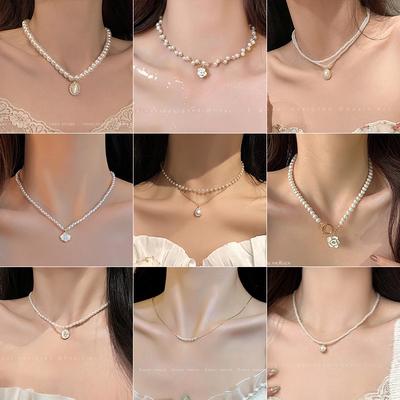 Temperament Prominente Französische Imitation Perlenkette Damen Leichter Luxus High-End Liebe Schlüsselbein Kette Halskette