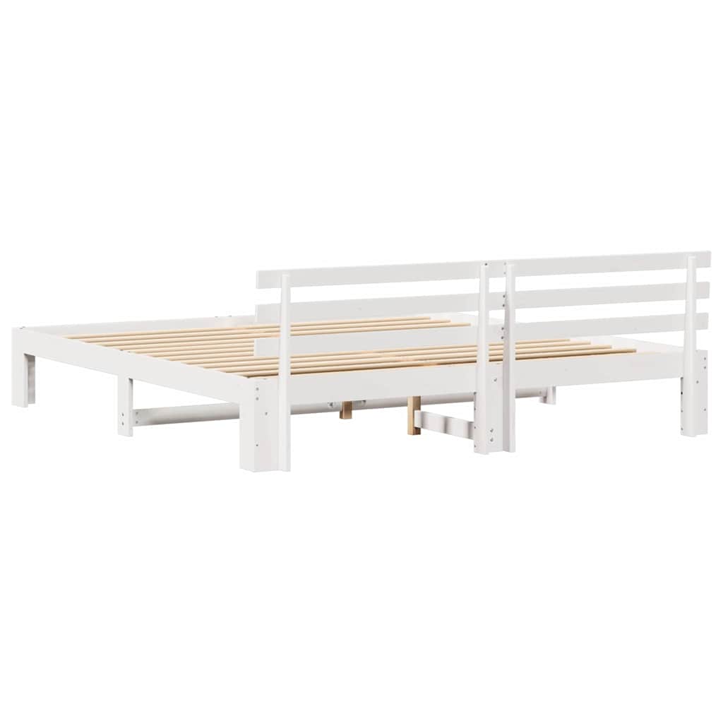Bed Frame with Headboard White 180 x 200 cm Solid Pine Wood
