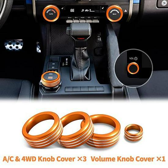 Decorative Ring Set for Toyota Tacoma ’24-'25: Fits Air Conditioning and Volume Knobs