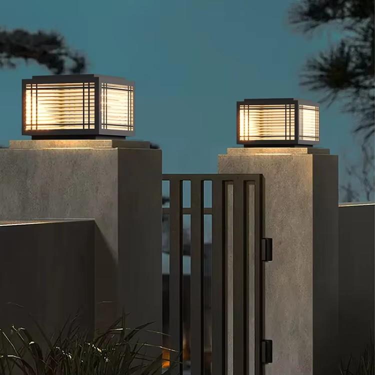 Main Gate Solar Pillar Light LED E27 Base IP65 Waterproof Outdoor Garden Post Fence Lamp