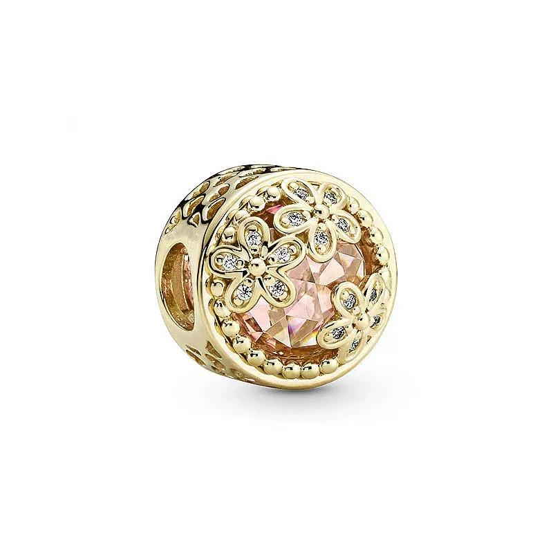 NEW DIY Sparkling Gold-Plating Serise Family Star Flower Cake Charm Bead Fit Silver European Bracelet Jewelry Gift