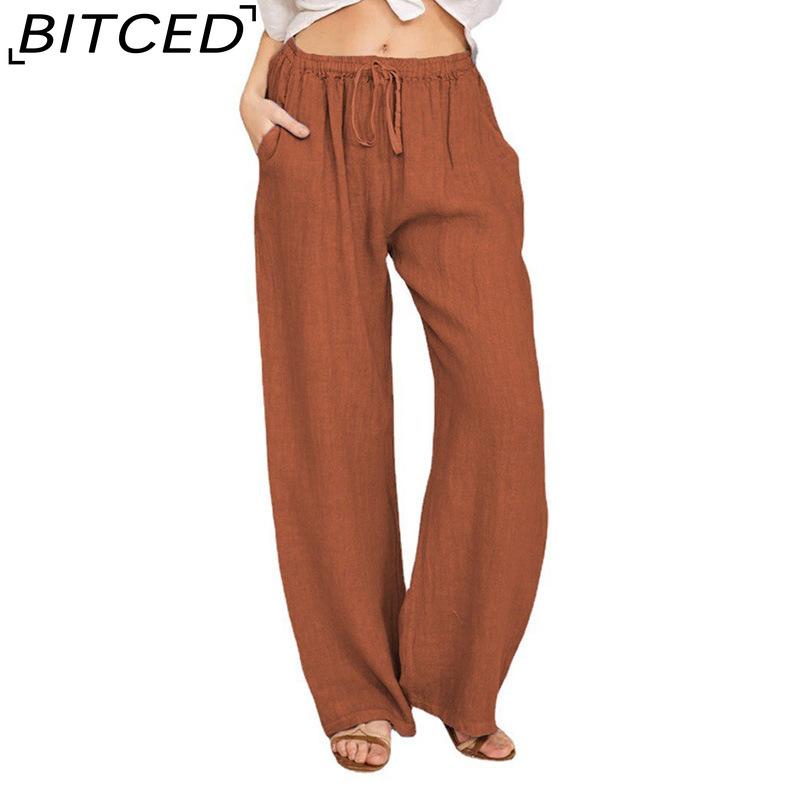 BITCED 10Color Women's Fashion Casual Solid Color Print Pants & Capris