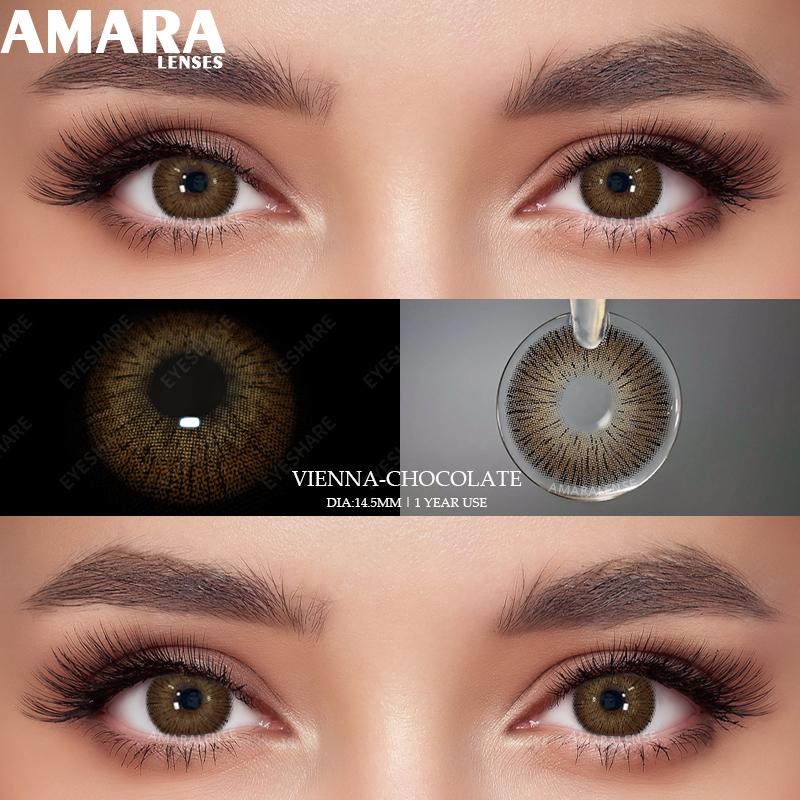 AMARA Blue Colored Contact Lenses for Big Eyes Fashion Lenses Cosmetic Soft Eye Beauty Pupils with Lens Case Exclusive Styles