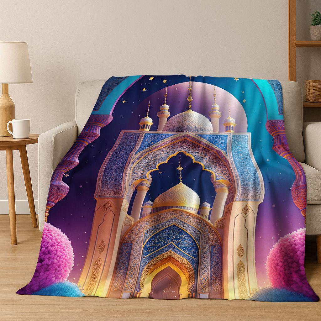 3D Islam Faith Prayer Muslim Calligraphy Flannel Blanket,Cozy Soft Throw Blanket for Home Bedroom Bed Sofa Picnic Cover Gift Kid