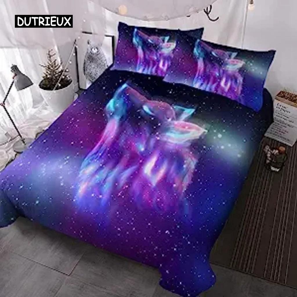 Duvet Cover Black White Wolf Animal 3D Bedding Set for Adult Kids Bedroom Decorations Soft Microfiber Exotic Style Comforter