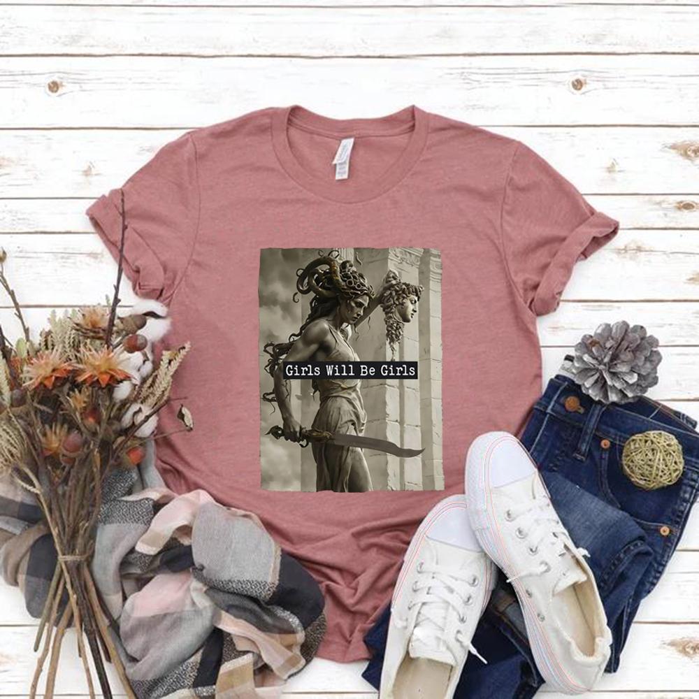 Vintage Girls Will Be Girls Tshirt Feminist Shirt Womens EmpowerUnisext Tee Casual Short Sleeve Tshirts Feminism Gift for Women