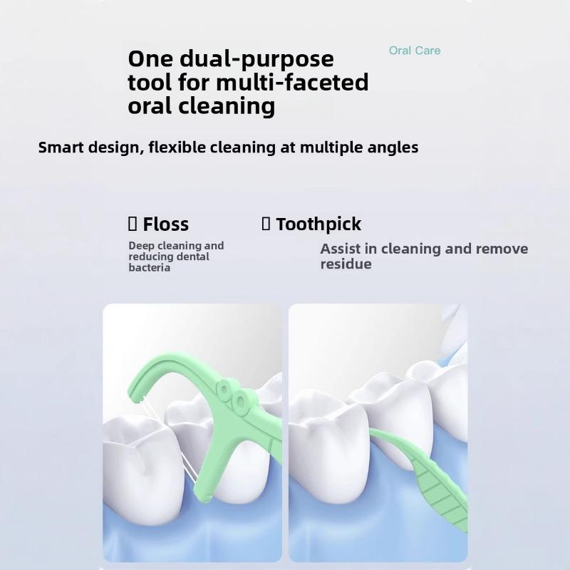 Ultra-fine Double-line Dental Floss, Mint-flavored Dental Floss Picks, High Tensile Strength Box Set of 50 Pieces