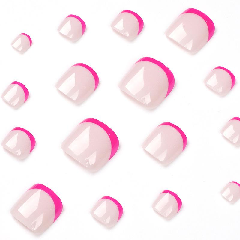 Detachable Rose Red French Manicure Toe Nail Tips - Finished False Nails