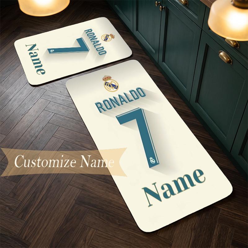 CR7 (32) Customize Name Flannel Kitchen Mat Soft Non-Slip Kitchen Floor Runner Rug for Home Kitchen Decor