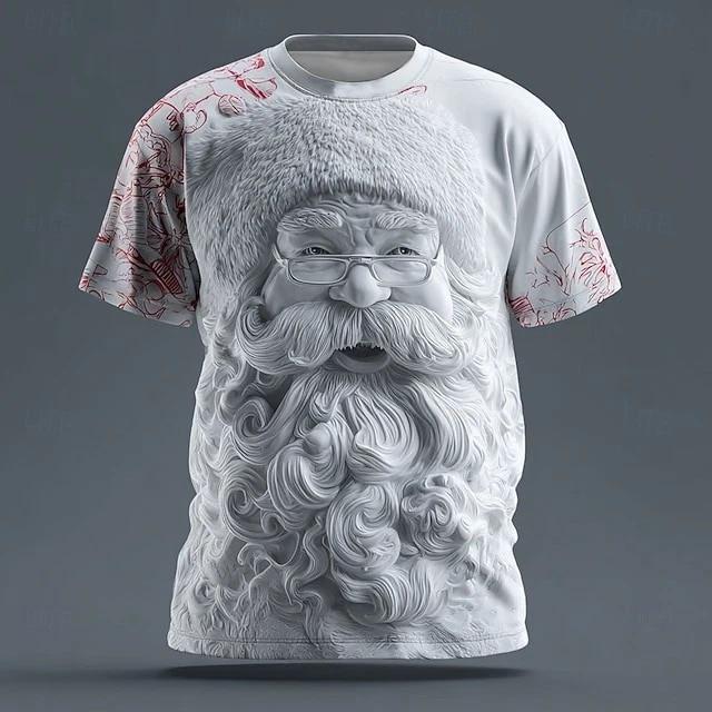 Christmas Men s Santa Claus 3D Cartoon Vacation Party Street 3D T-Shirt Gift Tee M