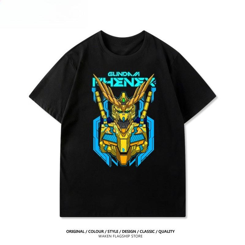 Mobile Suit Gundam Animations-Derivate Lockere Kurzarm-T-Shirts für Unisex und Damen Sommer Mecha-Druck Freizeitkleidung