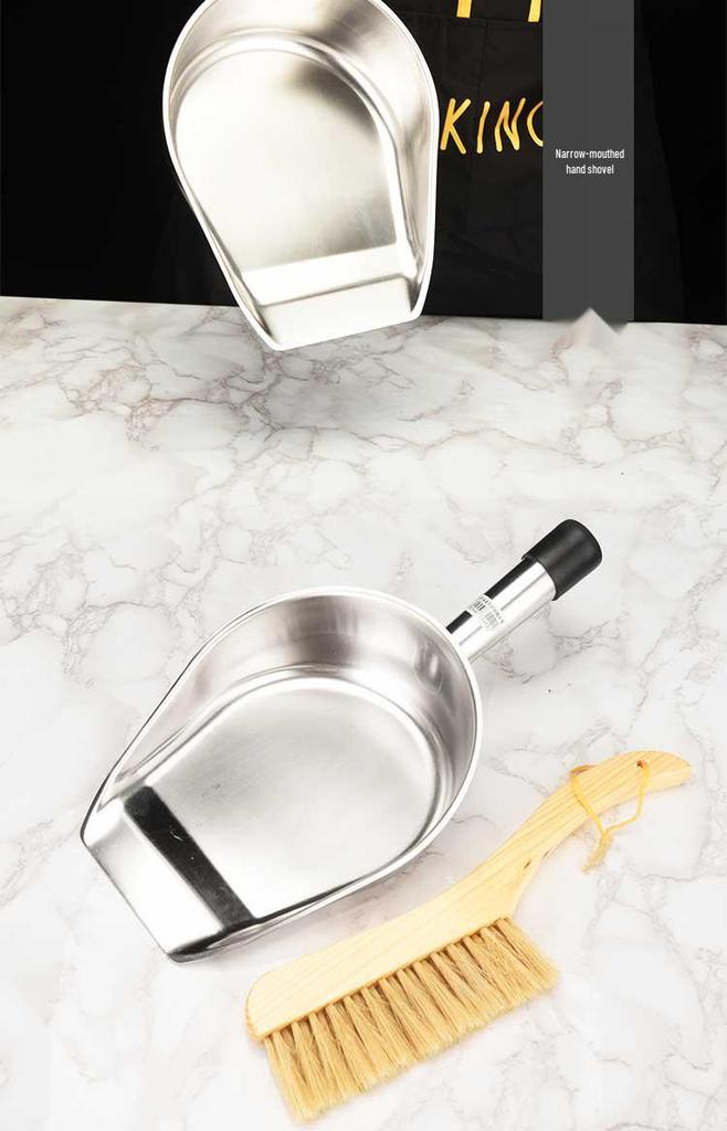 Compact Handheld Stainless Steel Dustpan - Durable, Portable, Short Handle for Household Cleaning