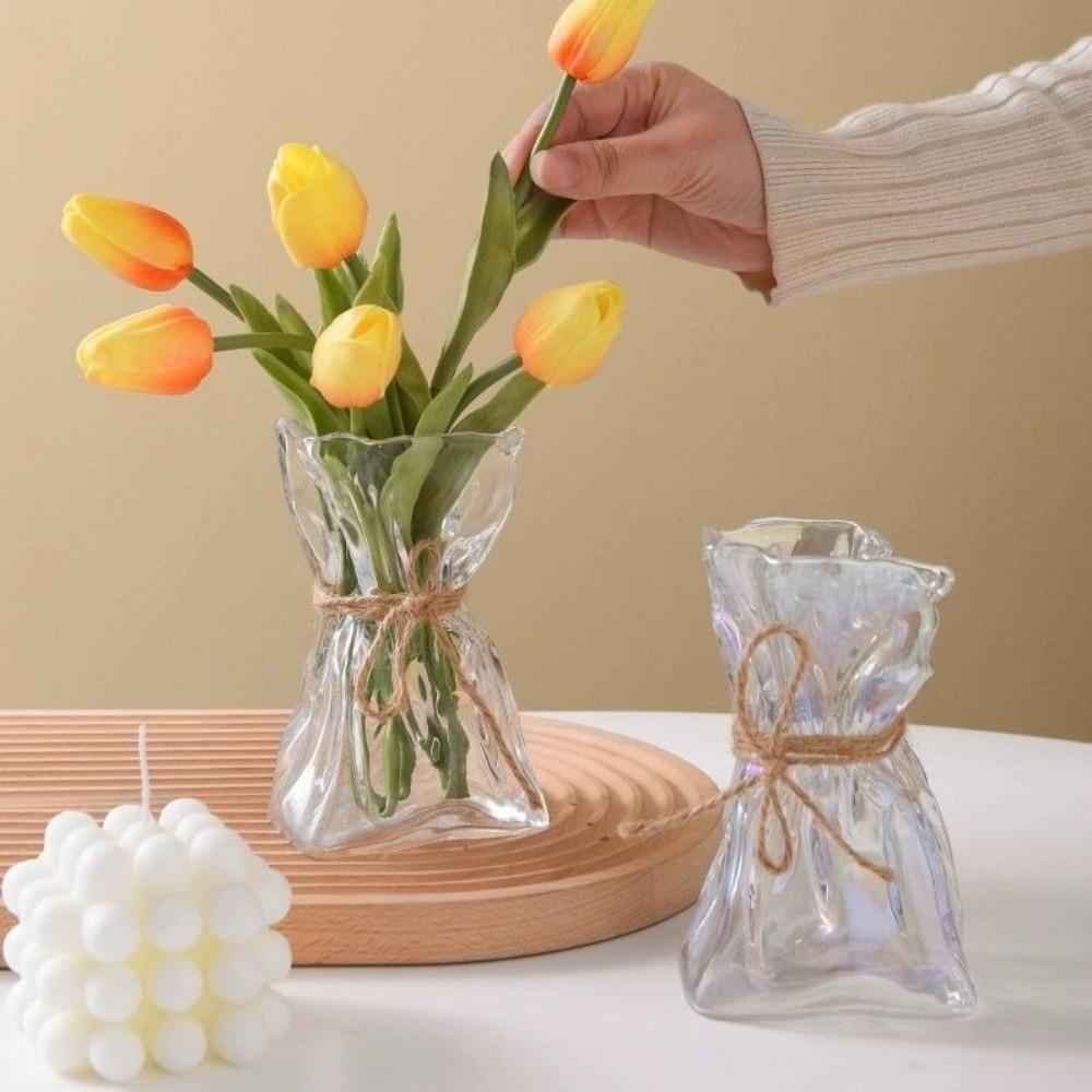 Transparent Origami Glass Vase Minimalist Art Flower Vase Modern Tabletop Vase Homestay Decoration