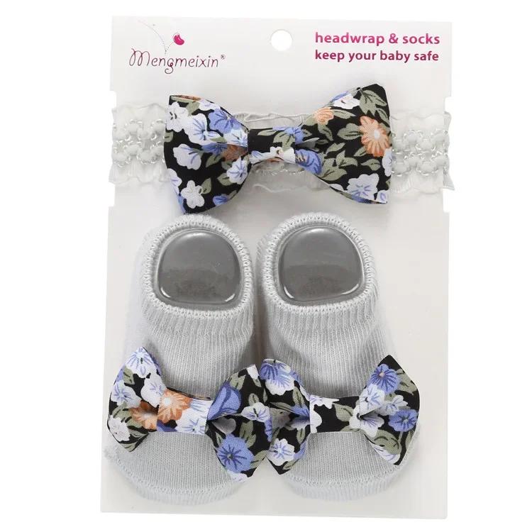 2Pcs/set Newborn Baby Sock Headband Cute Bowknot Short Sock Headband for Infant Baby Girl Spring Summer Baby Stuff for 0-1 Year