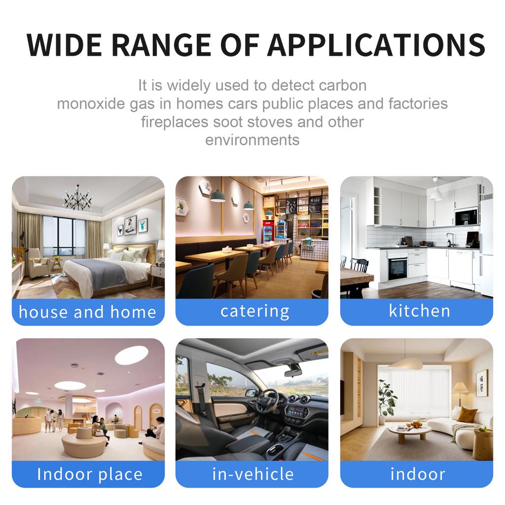 Carbon Monoxide Detectors PortableAirQuality Monitor with Lanyards Alarm CO Meter Temperature HumiditySensor