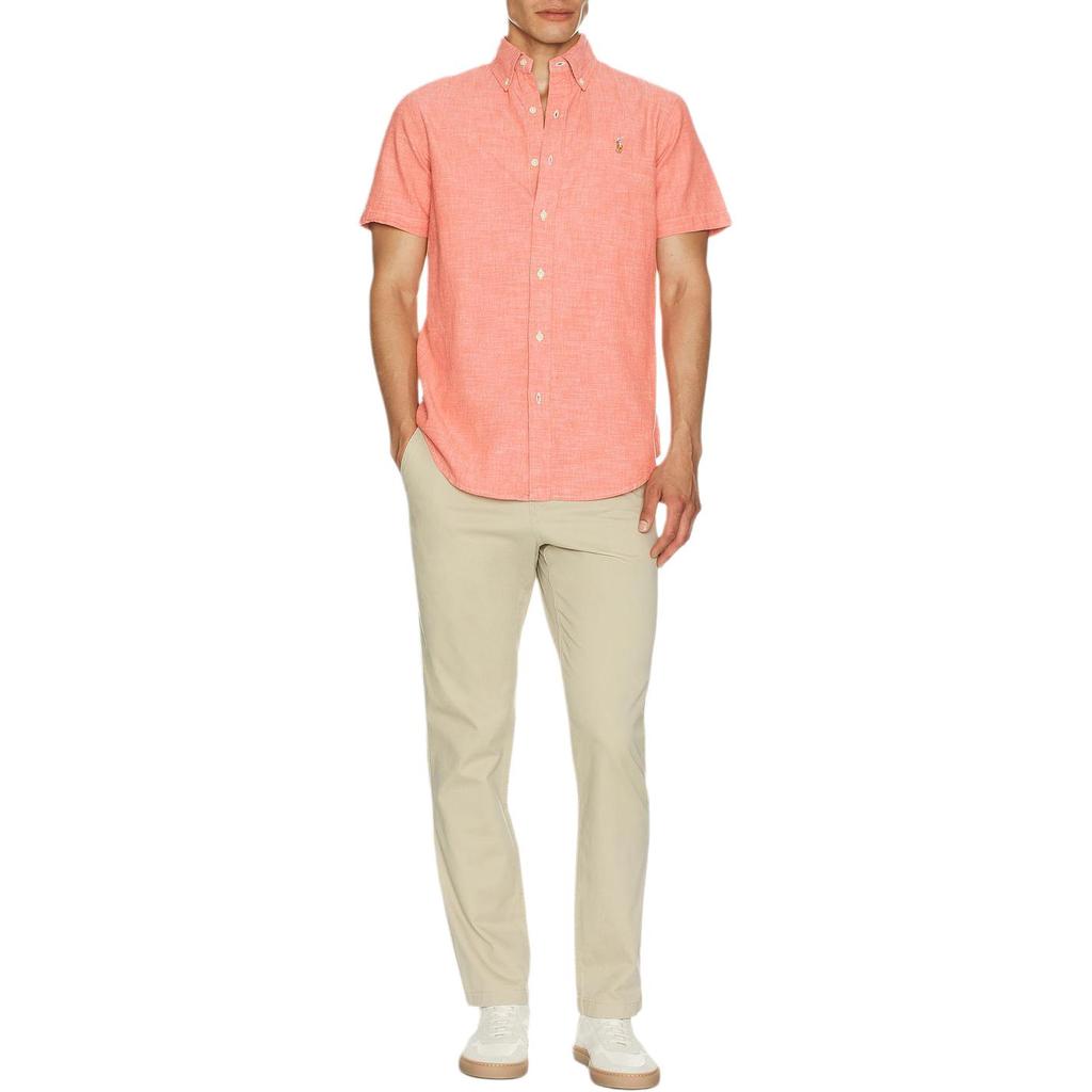 Camisa de Manga Corta de Botones Sencillos con Logo Bordado Polo Ralph Lauren Camisas para Hombre Rojo Náutico 710842642-005