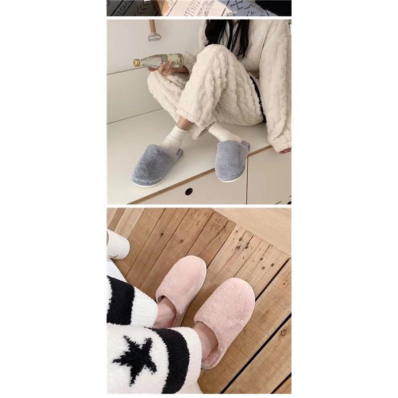 Ladies' Winter Home Indoor Anti Slip Soft Bottom Warm And Simple Solid Color Cotton Slippers