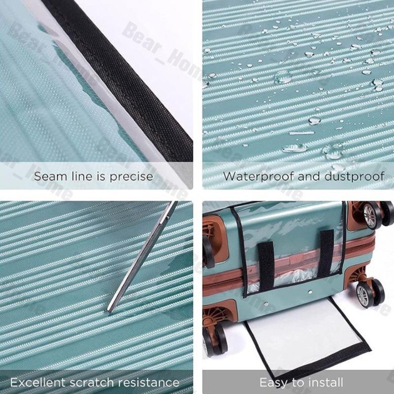 Travel Transparent Luggage Cover Waterproof And Dustproof Pvc Wear Resistant Fits 20-30 Inch Suitcases