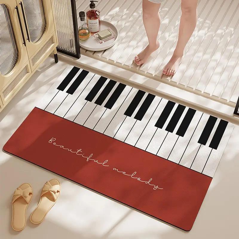 Light Luxury Piano Floor Mat Music Style Door Mat Foyer Entrance Quick Drying Anti Slip Foot Mat Bathroom Accessories Home Decor