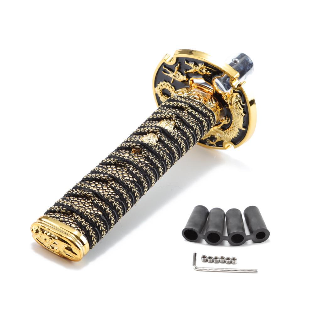 Samurai Sword Automatic Leather Shift Knob Universal For Lock/Button Transmission Cool Katana Gear Shifter Lever 150MM