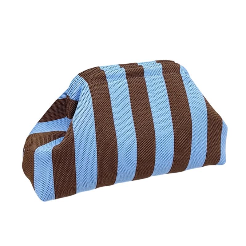 Striped Mahjong Accessory Pouch, Soft Polyester Handheld Bag for Game Pieces, Cosmetics, Keys and Daily Carry Use