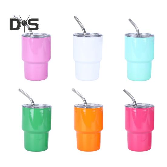1/6Pcs Stainless Steel Tumbler Shot Glass with Straw Lid 90/150ml Mini Multi-Purpose Cup for Cocktails Coffee Whiskey Portable Beverage Container for