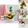 Sunflower Faux Plant For Tabletop And Bedroom Decor With Rain Flower Stone Accents