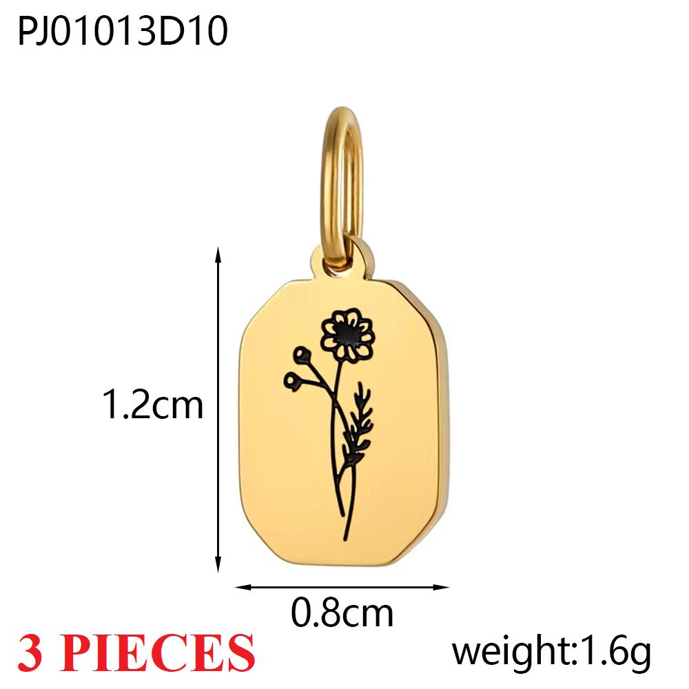 

3PCS/LOT CARLIDANA 12 Birth Flower Pendants Gold Plated 316L Stainless Steel Charms For DIY Necklace Gift Silver