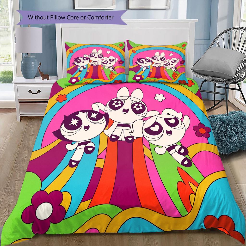 Set Biancheria da Letto con le Superchicche in Diverse Pose, 1 Copripiumino & 2 Federe, Camera da Letto, Ottimo Regalo