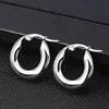 Classic Simple Gold Color Stainless Steel Geometric Circle Hoop Earrings for Women Charm Smooth Solid Chunky Earrings Jewelry