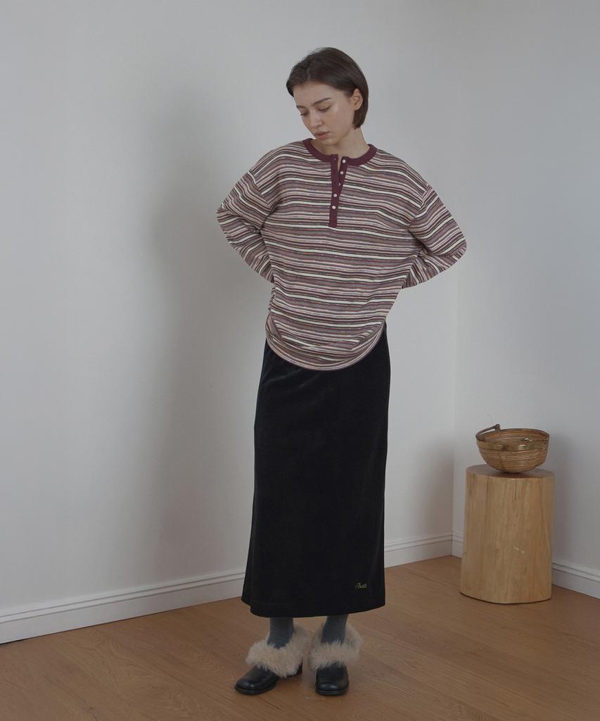 Poeteuseoul Velor Long Skirt_Black