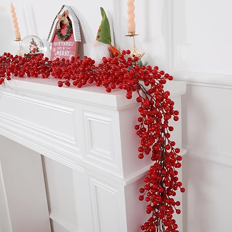 2 Pcs Handcrafted-style Lifelike Red Berry Wreaths, Featuring Vibrant Berries and Lush Green Foliage