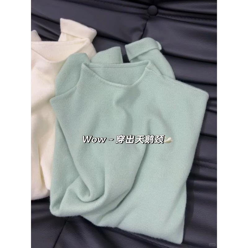 Soft waxy small stand-up collar simple inner top versatile sweater spring basic knitted bottoming shirt women