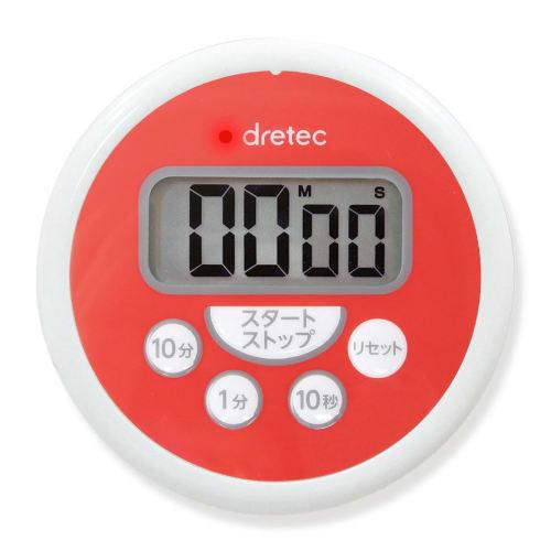 Dretec Washable Timer, Waterproof, Hygiene Management, Kitchen, HACCP, Cooking, Digital, Red, Small
