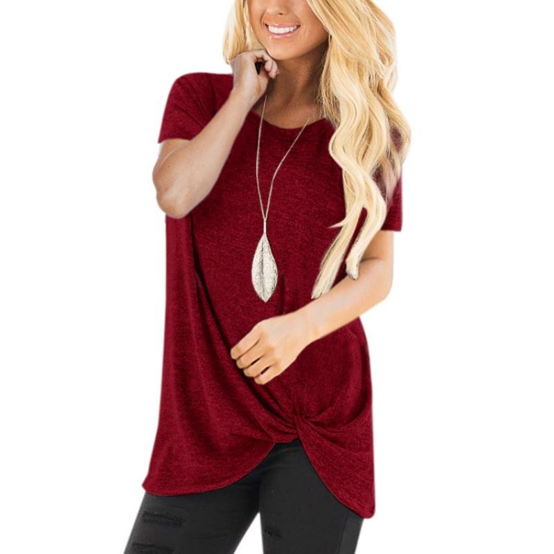 Stylish Women's Tunic Tops Short Sleeve Summer Loose Blouse Plus Size Shirt T-shirt