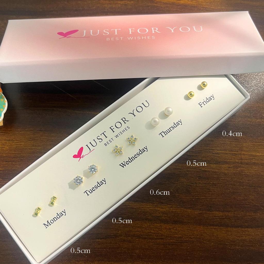 Weekly Gift Box: Star, Moon, Butterfly & Flower Bow Stud Earrings for Girls