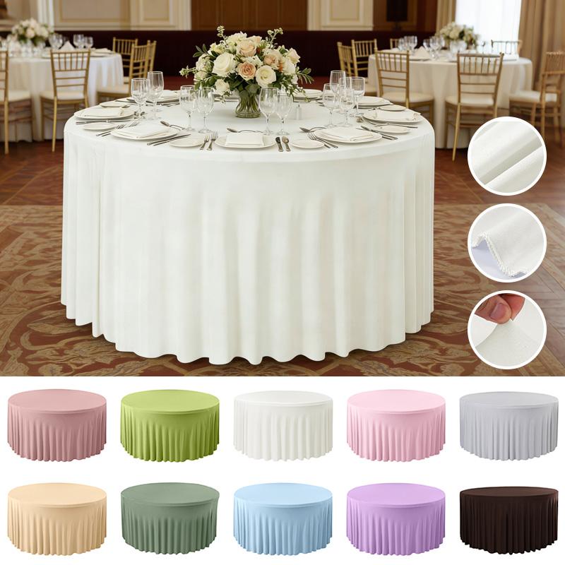4/5/6FT Round Tablecloth Circular Polyester Table Cover Polyester Table Cloth for Hotel Banquet Birthday Party Table Decor